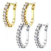 Gold Platinum Plated  Earrings Huggie Hoop AAA Zirconia Leverback .12" L206