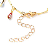 Enamel Charm Anklet Bracelet Stainless Steel Lobster Evil Eye Gold 9.6" Z13