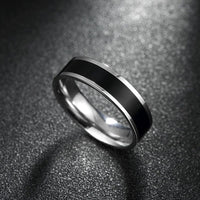 Stainless Steel Band Wedding Ring Black Men's Unisex B429