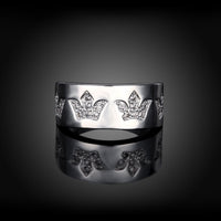 Sterling Silver Plated Band Fashion Ring AAA Zirconia Women B389