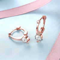 Rose Gold Plated Earrings Hoop Huggies AAA Zirconia  Latch Back Clasp L463