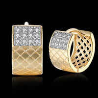 Yellow Gold Plated Earrings  Hoop Huggies AAA Zirconia  Latch Back Clasp L573