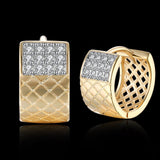 Yellow Gold Plated Earrings  Hoop Huggies AAA Zirconia  Latch Back Clasp L573