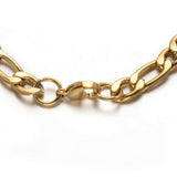 Stainless Steel Figaro Link Chain Bracelet Lobster Gold 8" 205mm Z219