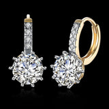 Yellow Gold Plated Earrings  Hoop Huggies AAA Zirconia  Latch Back Clasp L552