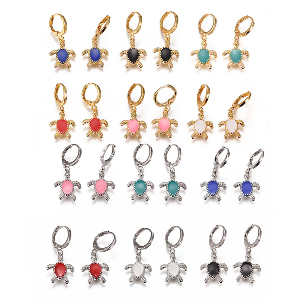 Brass Hoop Earrings with Enamel Tortoise Gold Mixed Color 30mm pin 0.9mm  P599
