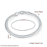 Women Sterling Silver Plated Link Snake Cahin Bracelet 8 Inches 6MM Lobster L61