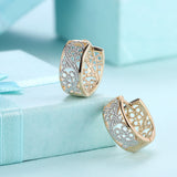 Yellow Gold Plated Earrings  Hoop Huggies AAA Zirconia Latch Back Clasp L571