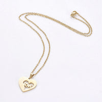 Stainless Steel Set Earring Pendant Necklace Heart Valentine's Day Gold 18" P790