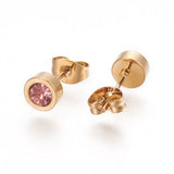 Stainless Steel Ear Studs Rhinestone Flat Round Mixed Color Gold 14mm 6Pair Z389