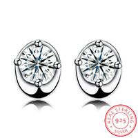 Sterling Silver Plated  Earrings  Stud AAA Zirconia  Push Back Clasp L815