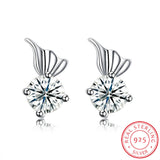 Sterling Silver Plated  Earrings  Stud AAA Zirconia  Push Back Clasp L812