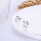 Sterling Silver Plated  Earrings Heart Stud AAA Zirconia  Push Back Clasp L747