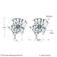 Sterling Silver Earrings  Stud AAA Zirconia  Push Back Clasp L741