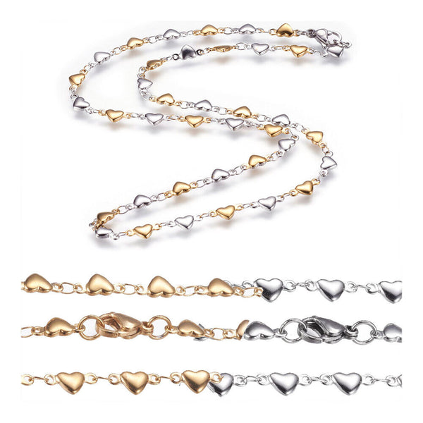 Stainless Steel Necklace Lobster Ion Plating Heart 18" 45.5cm Z643