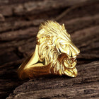 Yellow Gold Plated Biker Ghotic Mens Ring Lion Animal B527
