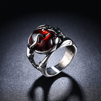 Stainless Steel Gothic Biker Tribal Ring Black Red  Men's Unisex B209