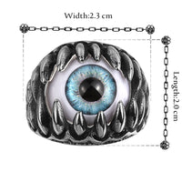 Stainless Steel  Antique Ring Black Blue Men's Unisex Claws Evil Eye B186