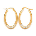 Stainless Steel Hoop Earrings Polymer Rhinestone Oval Gold 1.2" 1x0.8mm  P590