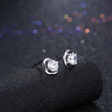 Sterling Silver Earrings  Stud AAA Zirconia  Push Back Clasp L767