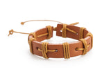 Genuine Leather Handmade Bracelet Mens  Unisex  Wrap Tribal  Brown H236