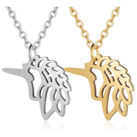 Stainless Steel Pendant Necklaces Unicorn Silver Gold 17.7" 23x15x1mm P381