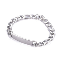 Stainless Steel Figaro Chain ID Bracelet Lobster Silver 9 Inches 23cm Z233