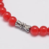 Malaysia Jade Graduated Bead Necklaces Dyed Screw Platinum Red 18.3inches Z438
