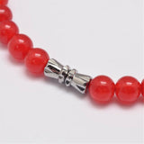 Malaysia Jade Graduated Bead Necklaces Dyed Screw Platinum Red 18.3inches Z438