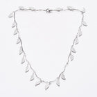 Stainless Steel Leaf Charm Necklace Bar Necklace Lobster Silver 17.5" Z474