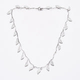 Stainless Steel Leaf Charm Necklace Bar Necklace Lobster Silver 17.5" Z474