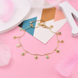 Enamel Charm Anklet Bracelet Chain Stainless Steel Lobster Flower Gold 9.6" Z16