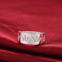 Sterling Silver Plated Band Fashion Ring AAA Zirconia Women B389