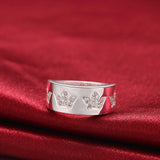 Sterling Silver Plated Band Fashion Ring AAA Zirconia Women B389