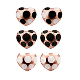 Rose Gold Platinum Plated Black White Earrings Stud Push Back Heart  .72" L304