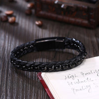 Stainless Steel Leather Bracelet 8 Inches 13MM Magnetic L348