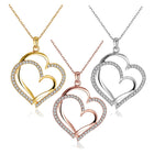 Rose Yellow Gold Silver Necklace Pendant Heart Zirconia 20" 2MM Lobster B332