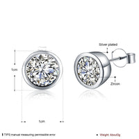 Sterling Silver Plated Earrings Stud AAA Zirconia Push Back .4" L335