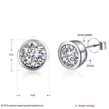 Sterling Silver Plated Earrings Stud AAA Zirconia Push Back .4" L335