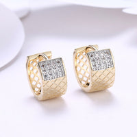 Yellow Gold Plated Earrings  Hoop Huggies AAA Zirconia  Latch Back Clasp L573
