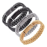 304 Stainless Steel Bracelet Rushed Magnetic Clasp Antique Silver 8.5" 12mm A106