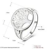 Sterling Silver Plated Ring Womens Tree Of Life B539