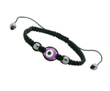 Black Nylon Cord Evil Eye Good Luck Bracelet Glass Blue Adjustable size Hanmade