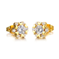 Gold Plated Earring  Flower AAA Cubic Zirconia Women's G207