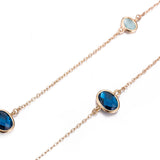 Yellow Gold Plated Necklace Chain AAA Zirconia Blue Lobster Clasp B379