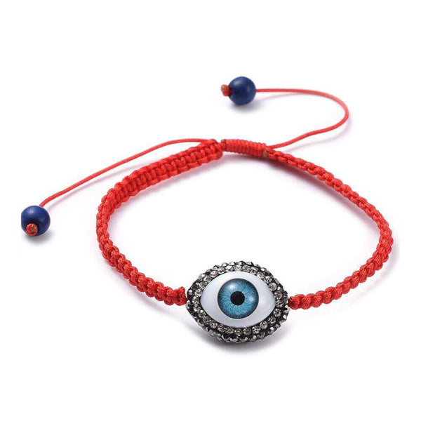 Red Nylon Thread Braided Bracelet Evil Eye Beads Turquoise Adjustable Z125