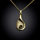 Yellow Gold Plated Necklace Pendant Drop Zirconia 19 Inches 1MM Lobster B138