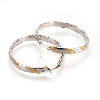 Stainless Steel Hoop Earrings Gold & Stainless Steel Color 38x35.5x5mm 1mm P165