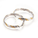Stainless Steel Hoop Earrings Gold & Stainless Steel Color 38x35.5x5mm 1mm P165