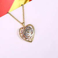 Yellow Rose Gold  Plated Necklace Pendant Heart 19 Inches 1MM Lobster B280